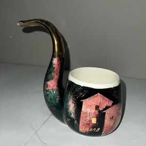 Sascha Brastoff Signed Large Hand Painted Ceramic 2.75” tall Houses Motif